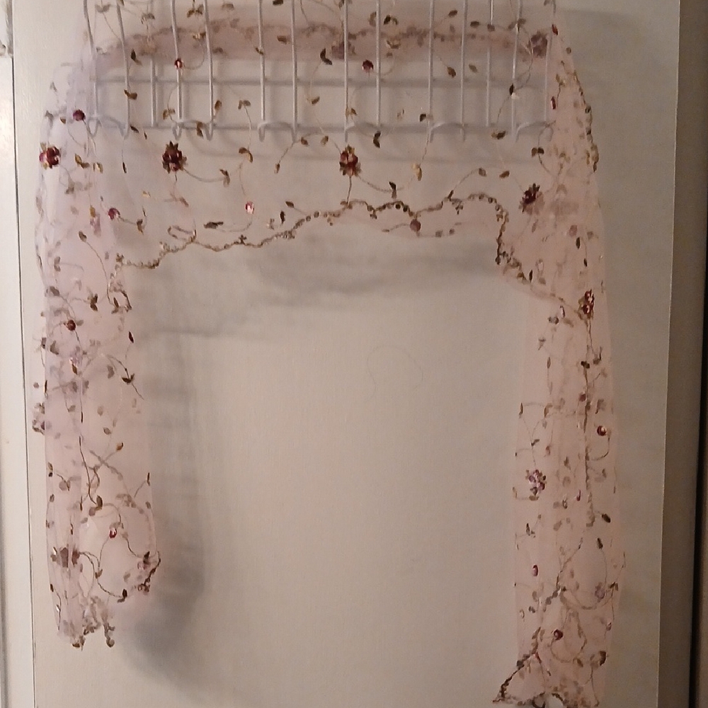 Floral Embroidered Sheer Scarf